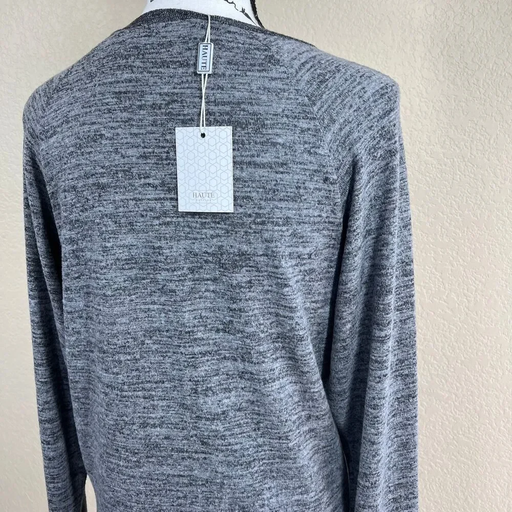 Haute Edition Ultra Soft Pullover Sweatshirt with Contrast Trim size M lagenlook